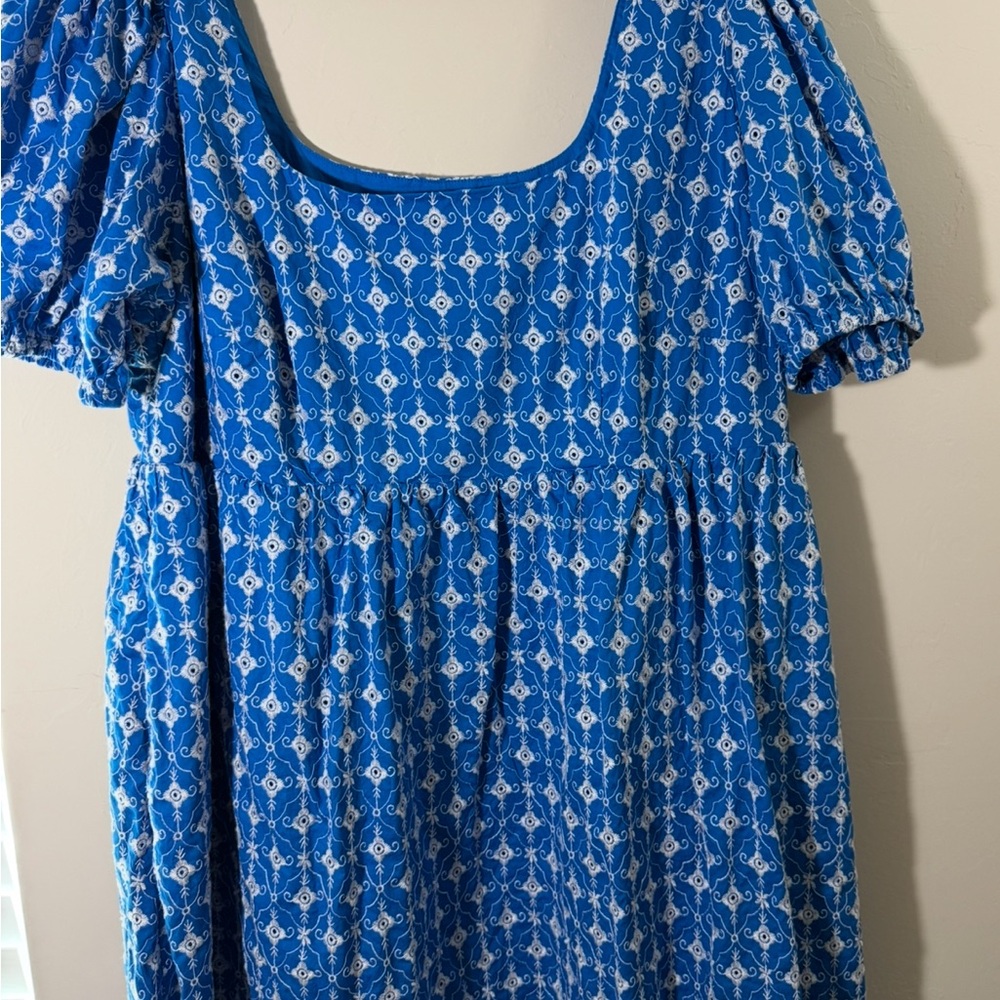 RHODE Vibrant Blue Dress with White Embroidery